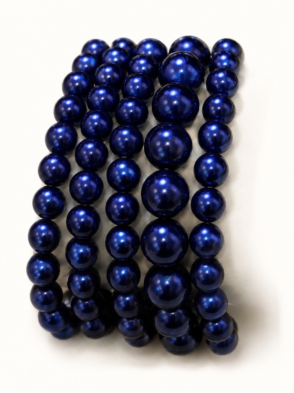 Elegant Navy Pearl Stretch Bracelet Set